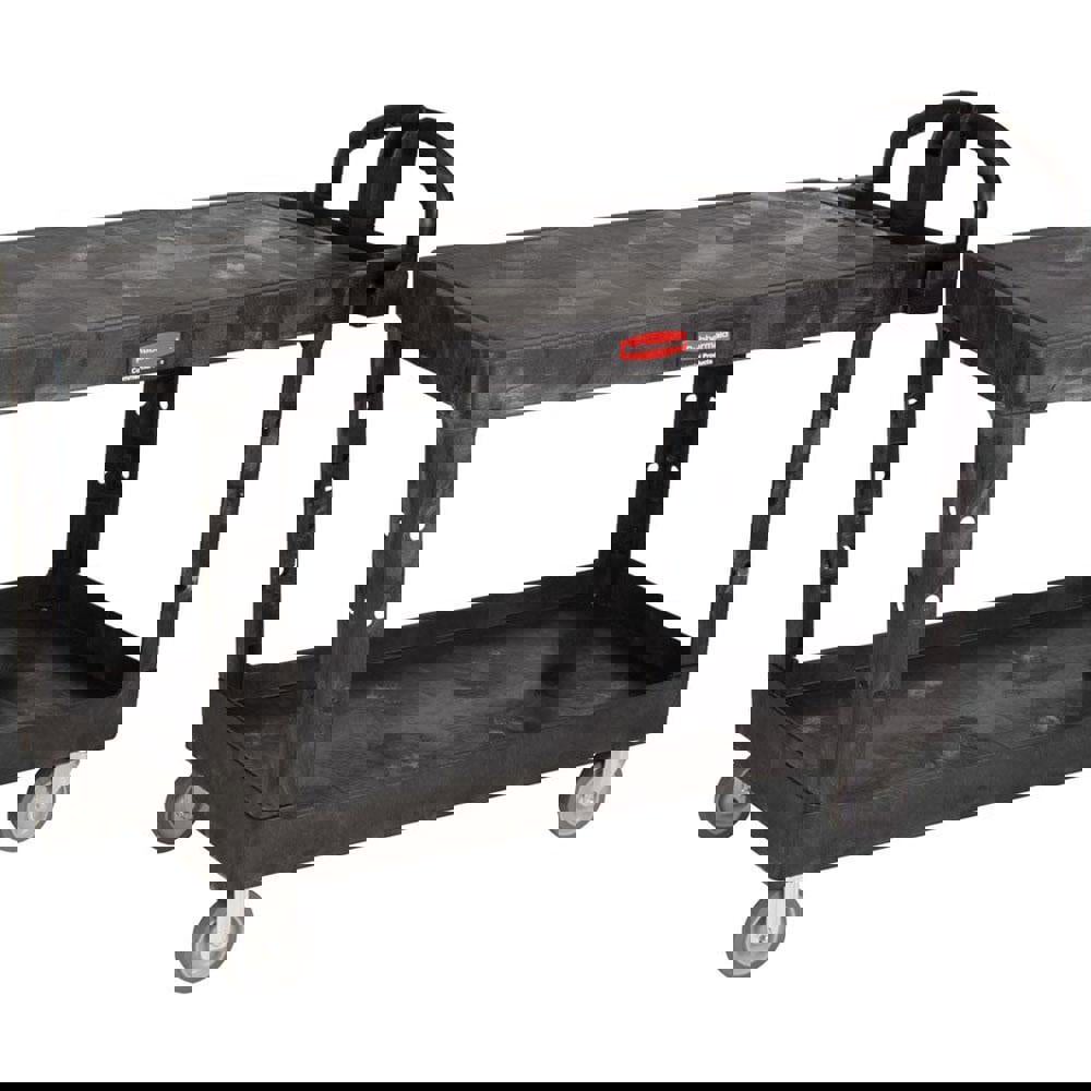 Heavy-Duty Utility Cart with Flat Shelves, Plastic, 2 Shelves, 500 lb Capacity, 25.25